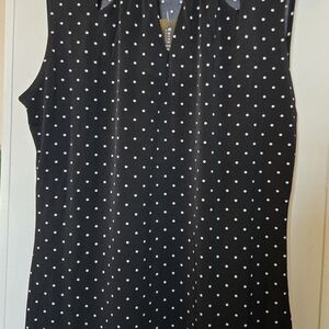 White House Black Market Black and White Polka Dot Sleeveless Top